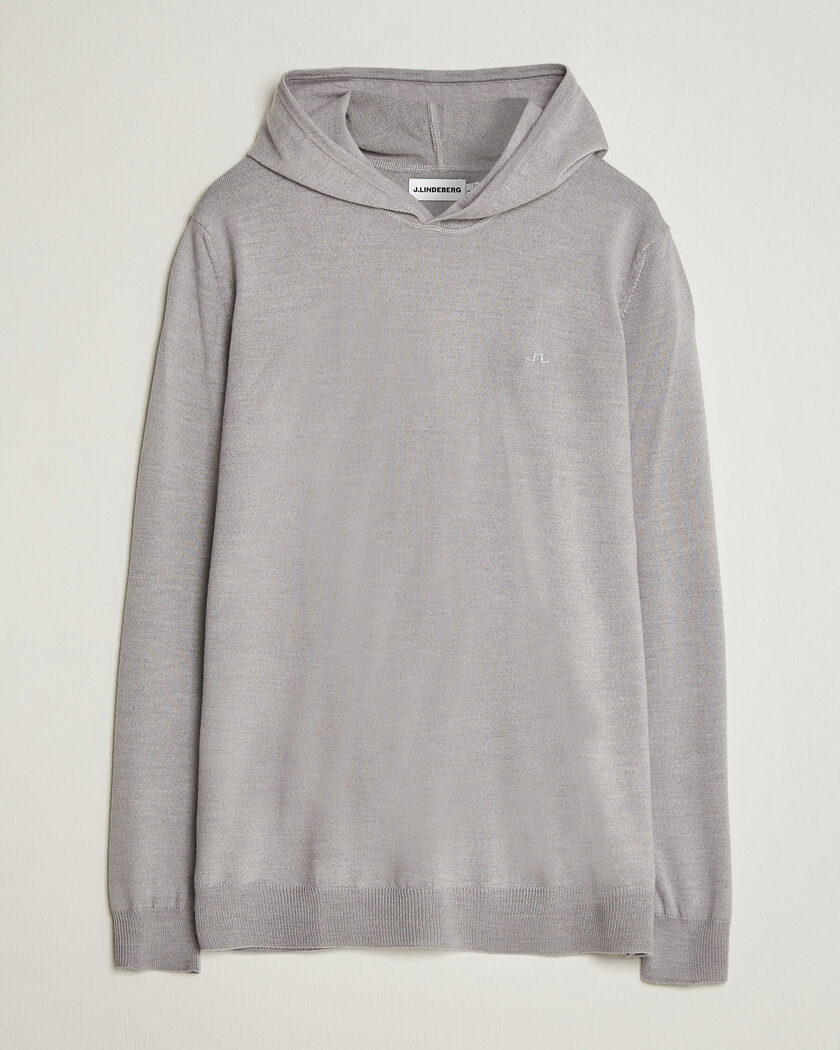 J.Lindeberg Karl Merino Hoodie Light Grey Melange – Grau