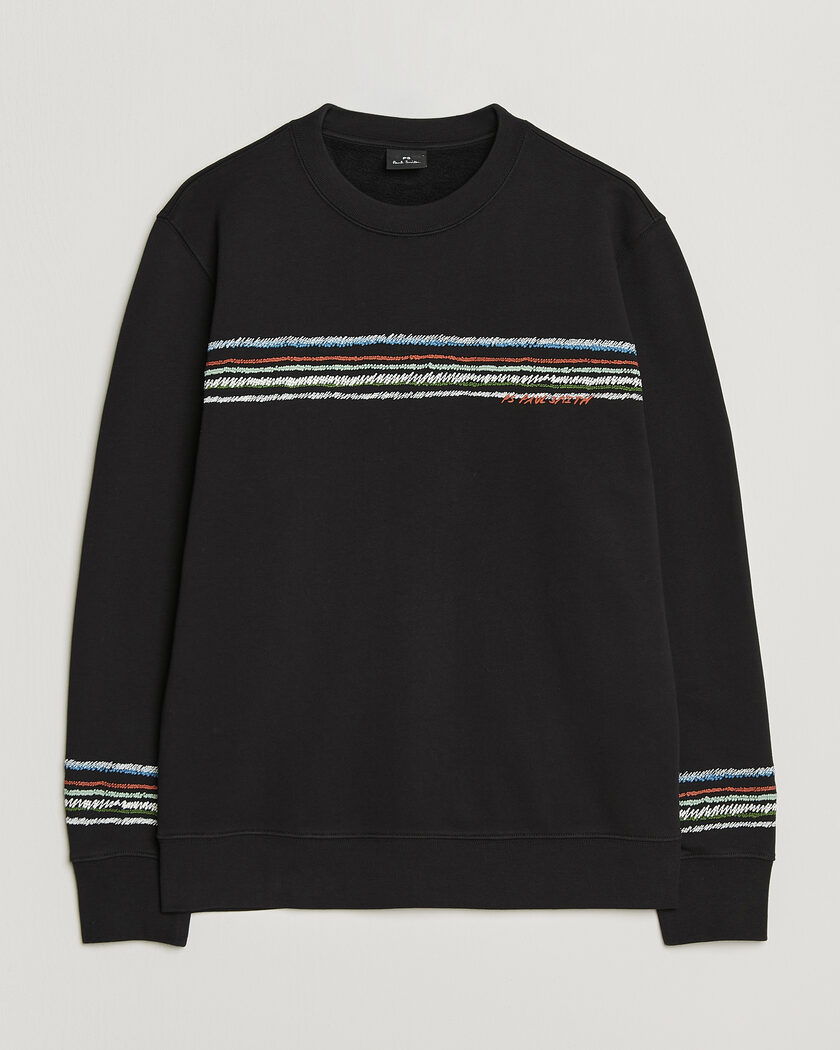 PS Paul Smith Stripes Crew Neck Sweatshirt Black – Schwarz