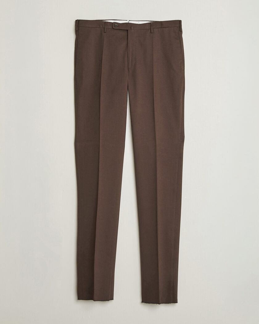 Incotex Regular Fit Cotton/Cashmere Trousers Military – Braun