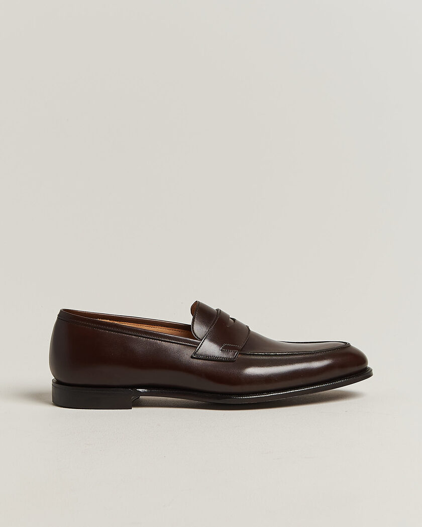  Crockett & Jones Crawford Handgrade Penny Loafer Dk Brown Antique Calf – Braun