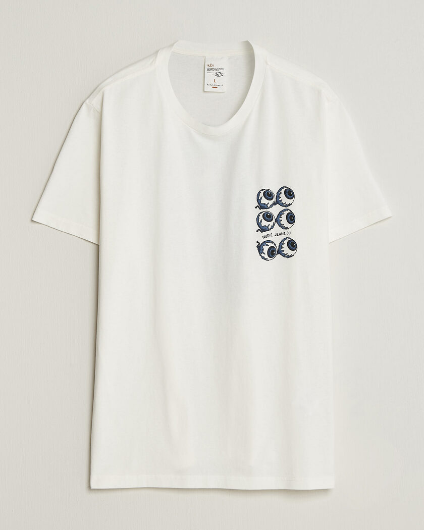 Nudie Jeans Roy Wall Crack T-Shirt Chalk White – Weiß