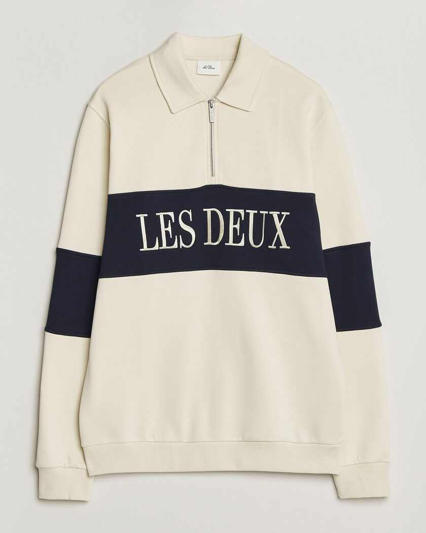 Les Deux Zipper Rugby Sweatshirt Ivory – Weiß