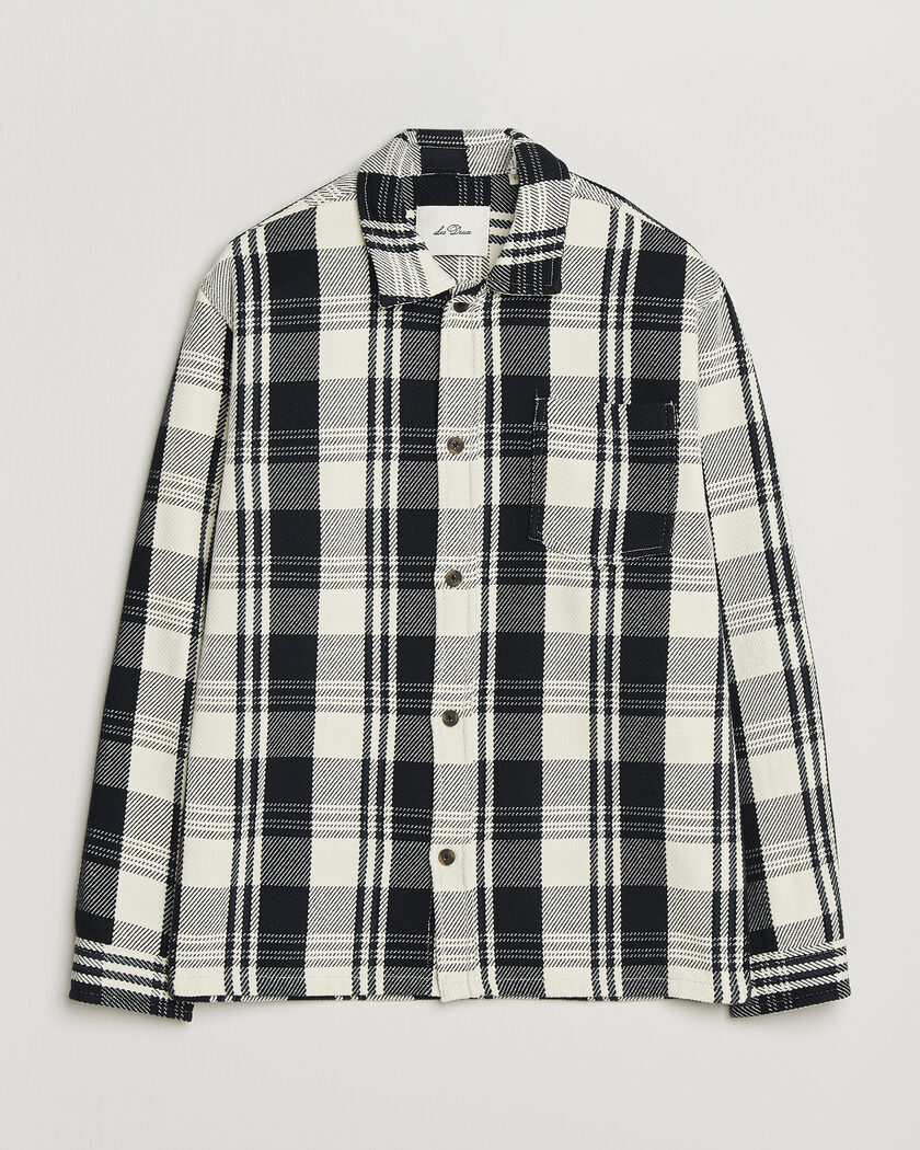 LES DEUX Structured Check Overshirt Dark Navy – Blau
