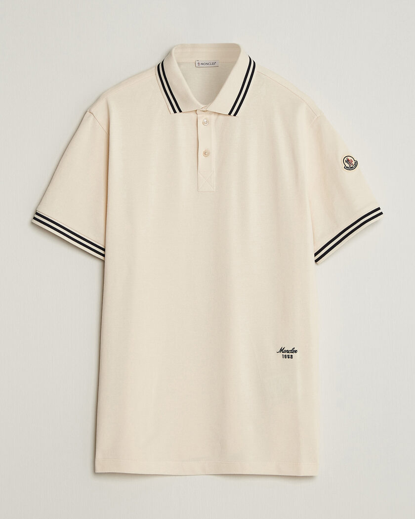 Moncler Contrast Collar Polo Off White – Weiß