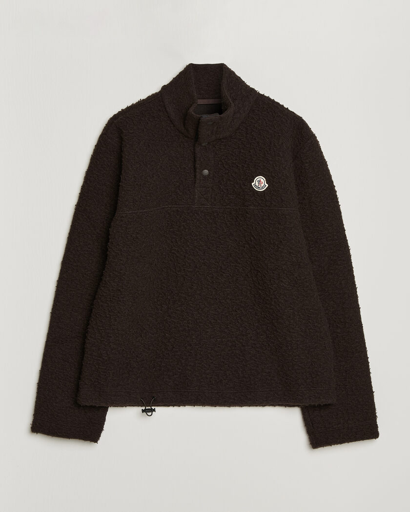 Moncler Half Zip Fleece Sweater Dark Brown – Braun