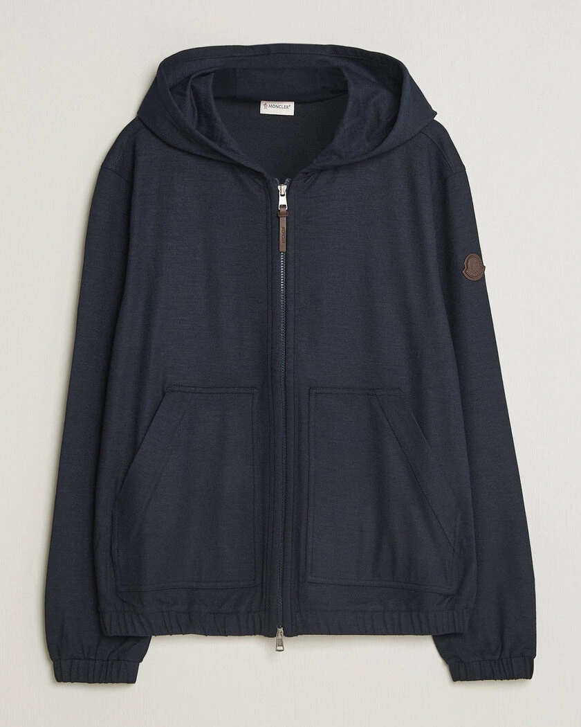 Full Zip Flannel Hoodie Navy – Blau
