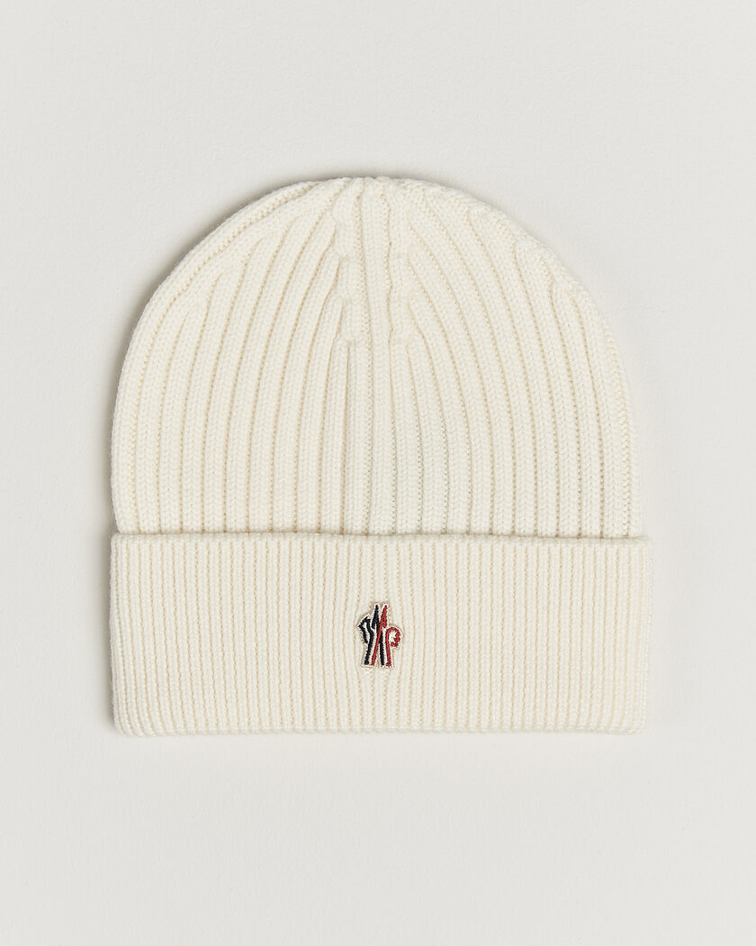 Moncler Grenoble Rib Wool Beanie Off White – Weiß