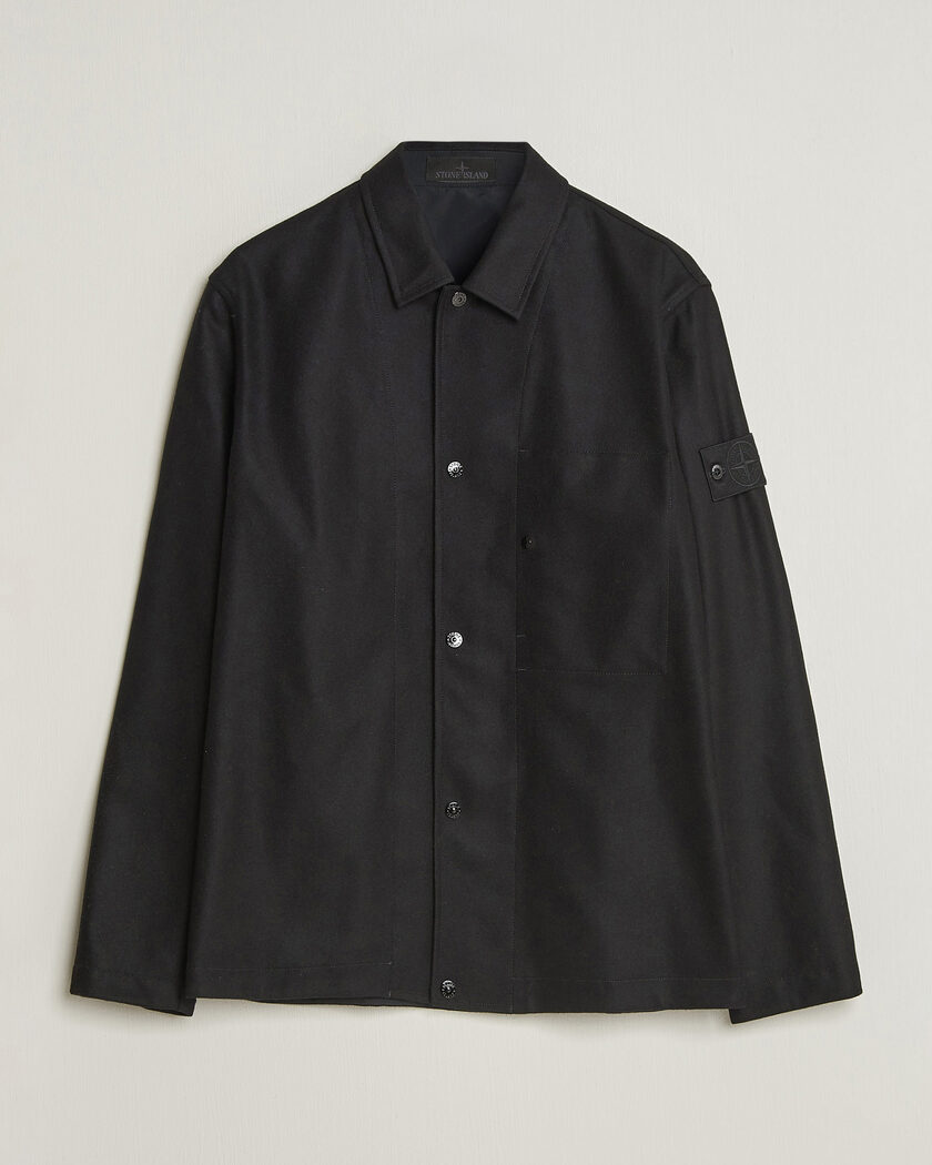 Stone Island Ghost Wool/Nylon Flannel Overshirt Black – Schwarz