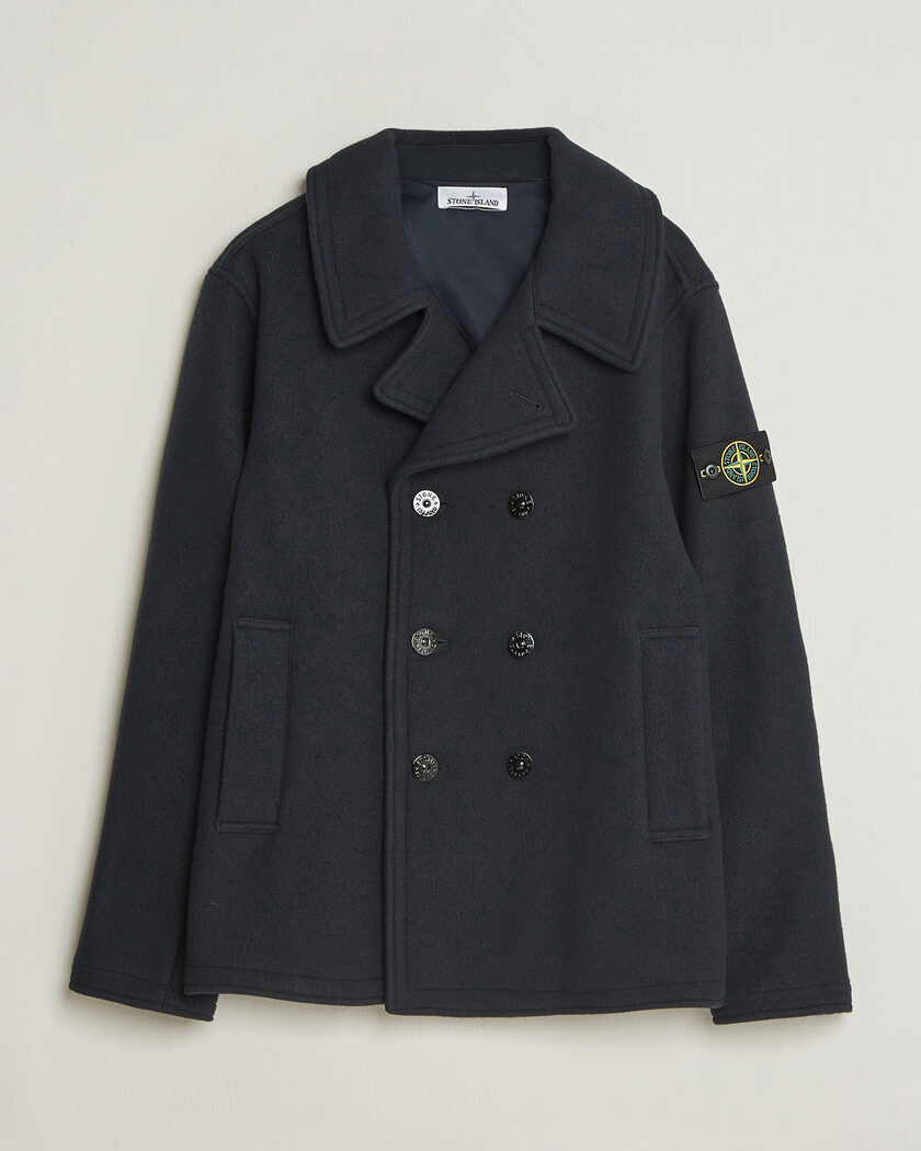 Stone Island Heavy Melton Wool Peacoat Navy Blue – Blau