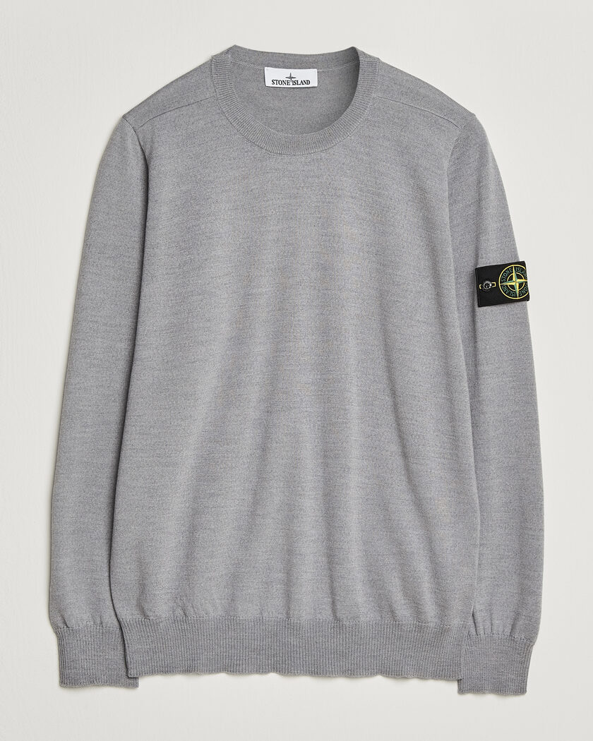 Stone Island Light Pure Wool Crew Neck Ash Grey Melange – Grau