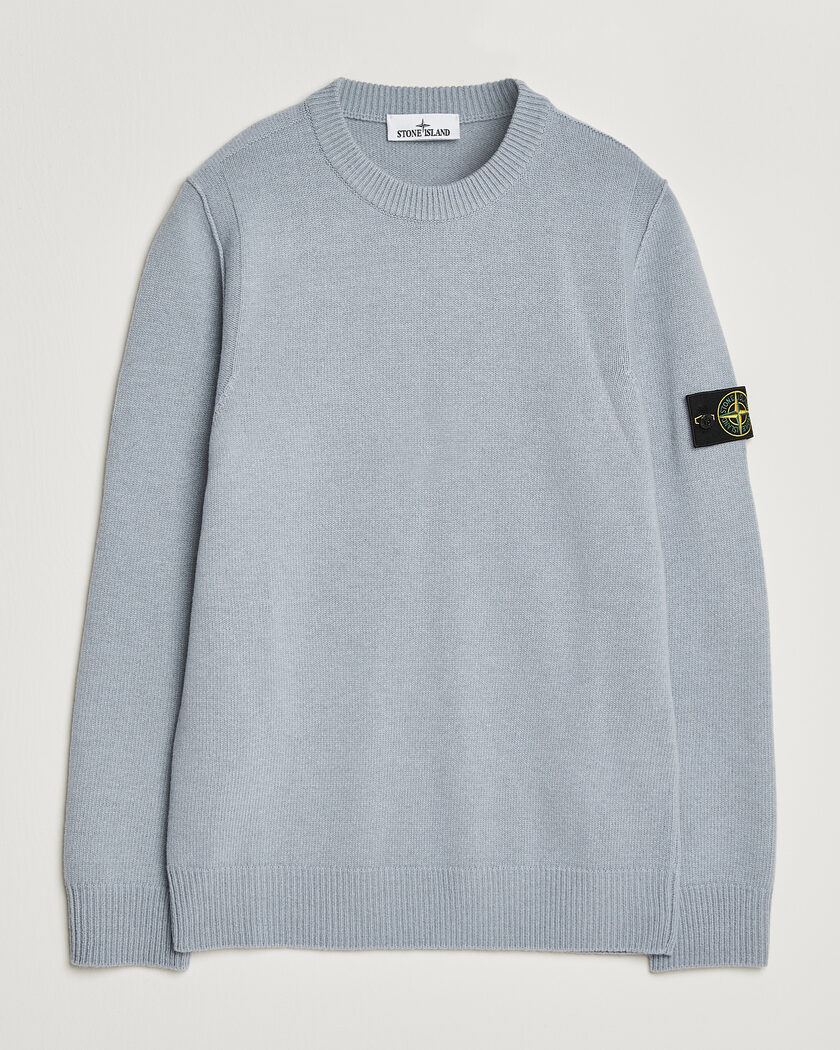 Stone Island Knitted Lambswool Crew Neck Ash Grey – Grau