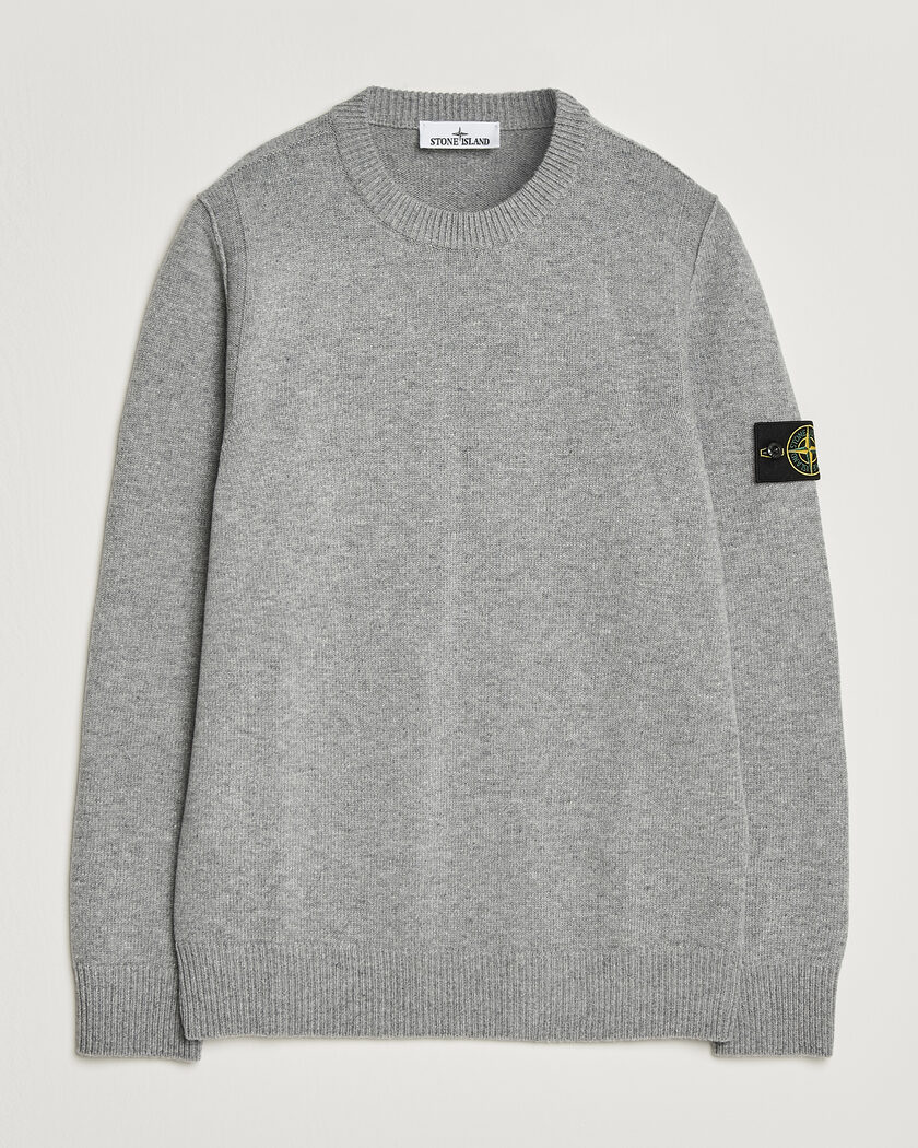 Stone Island Knitted Lambswool Crew Neck Grey Melange – Grau