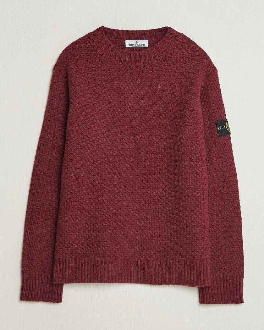 Stone Island Basket Stitch Lambswool Crew Neck Amaranth – Rot
