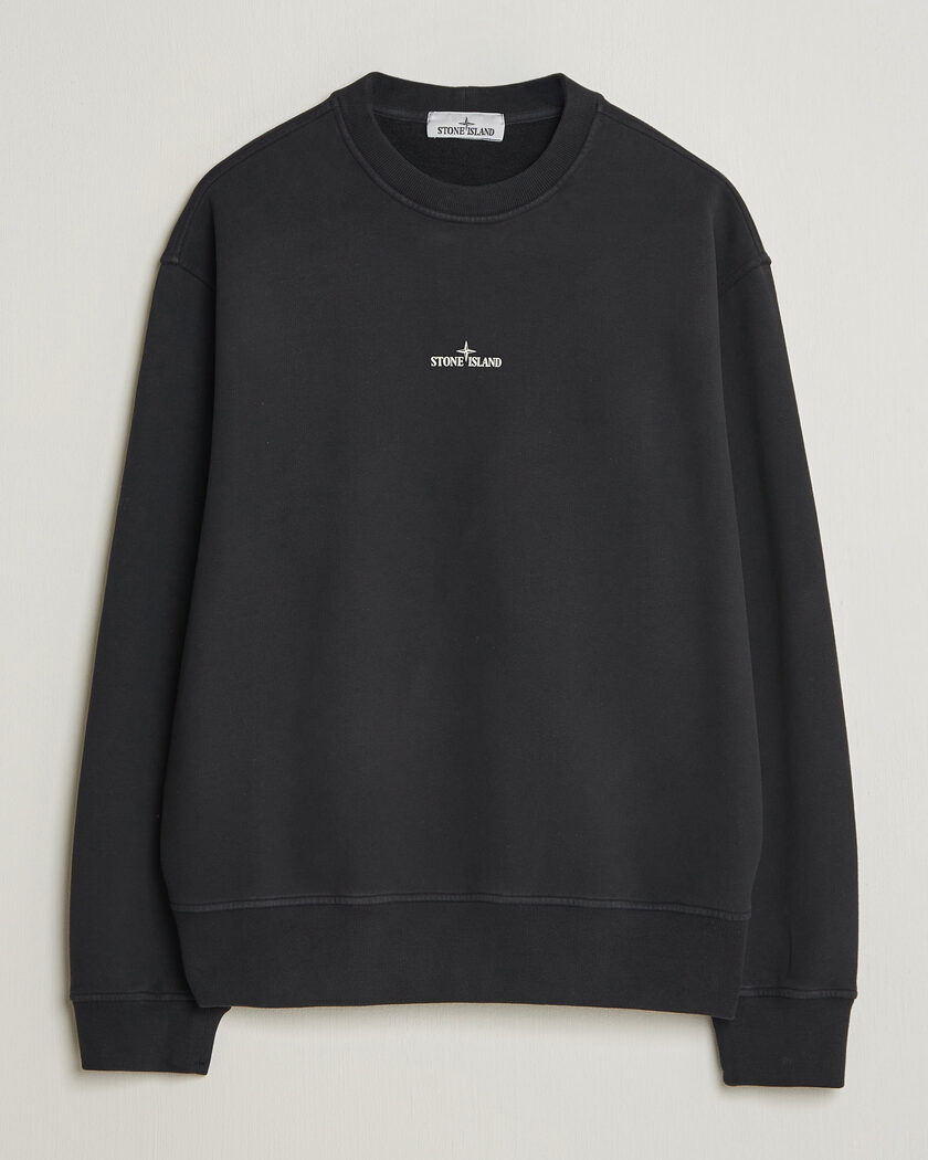  Stone Island Cotton Fleece Blurred Compas Print Sweatshirt Black – Schwarz