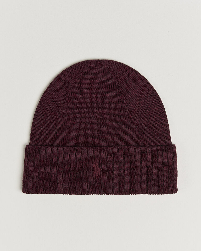 Polo Ralph Lauren Merino Beanie Merlot Wine Heather – Rot