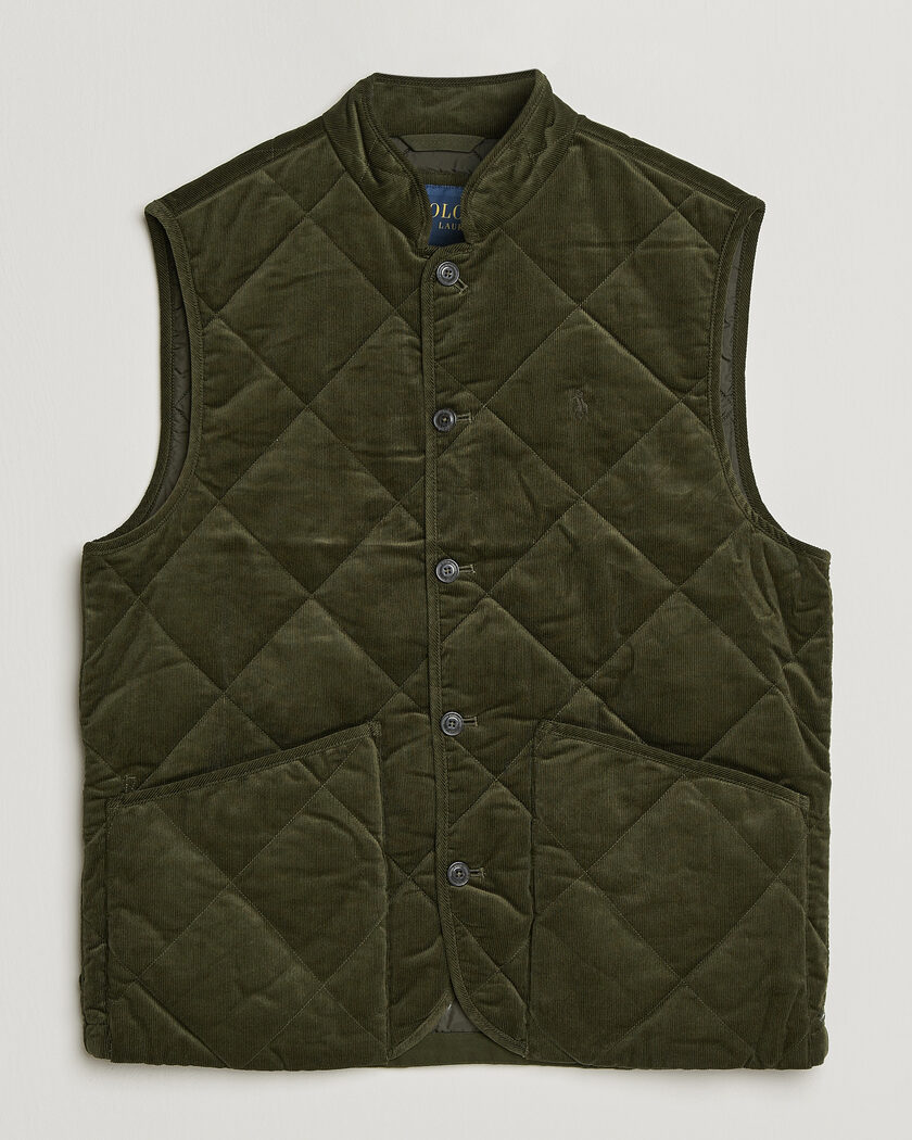 Polo Ralph Lauren Quilted Corduroy Vest Company Olive – Grün
