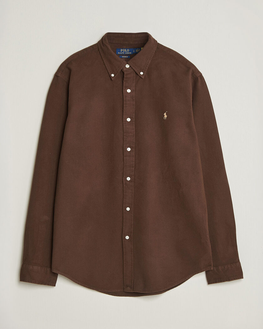 Polo Ralph Lauren Custom Fit Brushed Flannel Shirt Nutmeg Brown – Braun