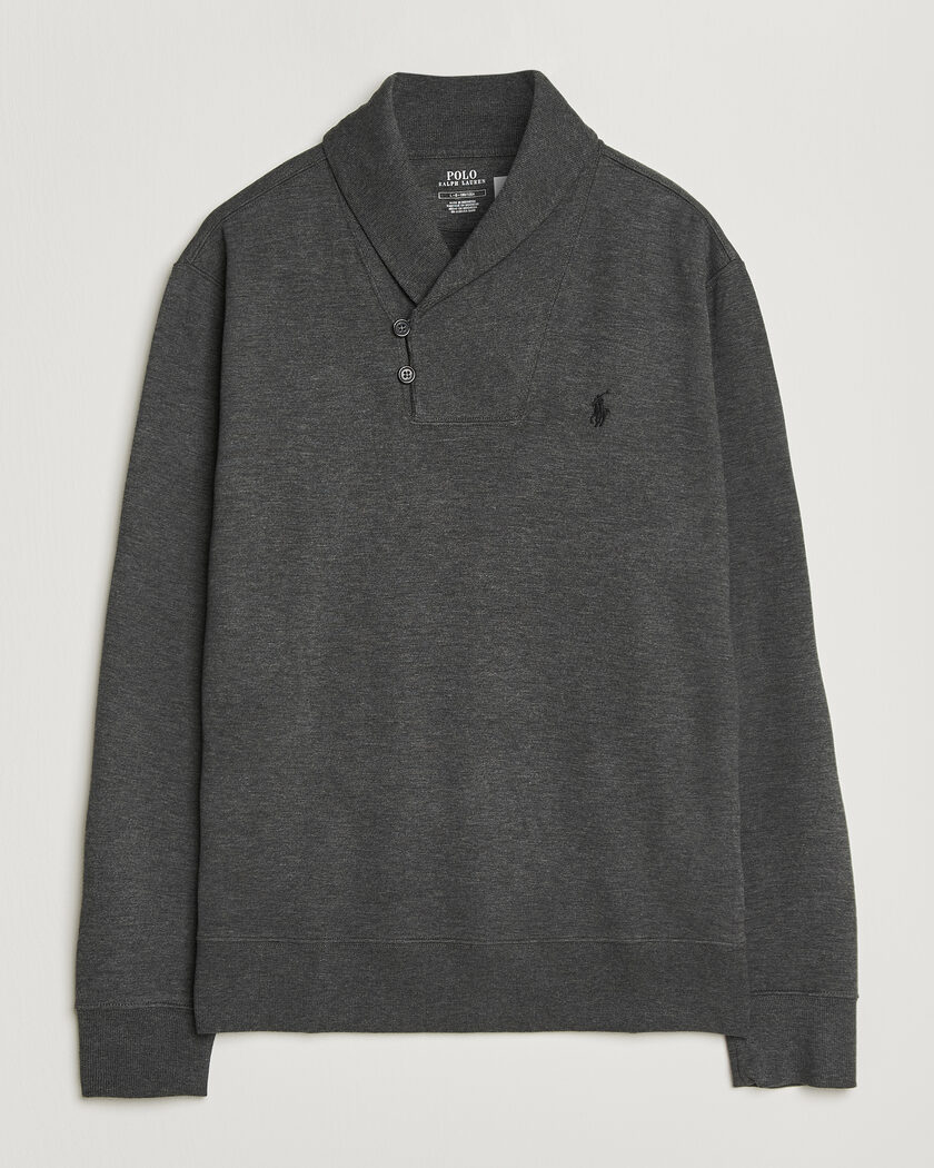 Polo Ralph Lauren Double Knitted Shawl Collar Sweater Windsor Heather – Grau