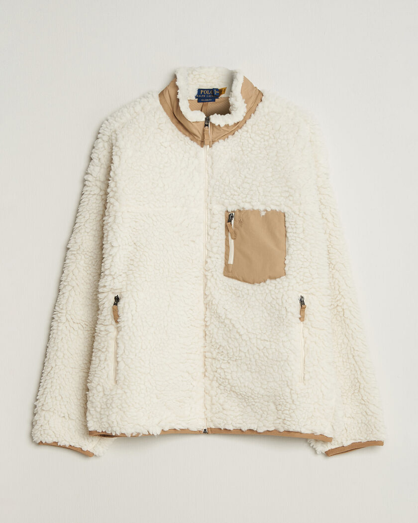Polo Ralph Lauren Shaggy Hi Pile Full Zip Clubhouse Cream – Weiß