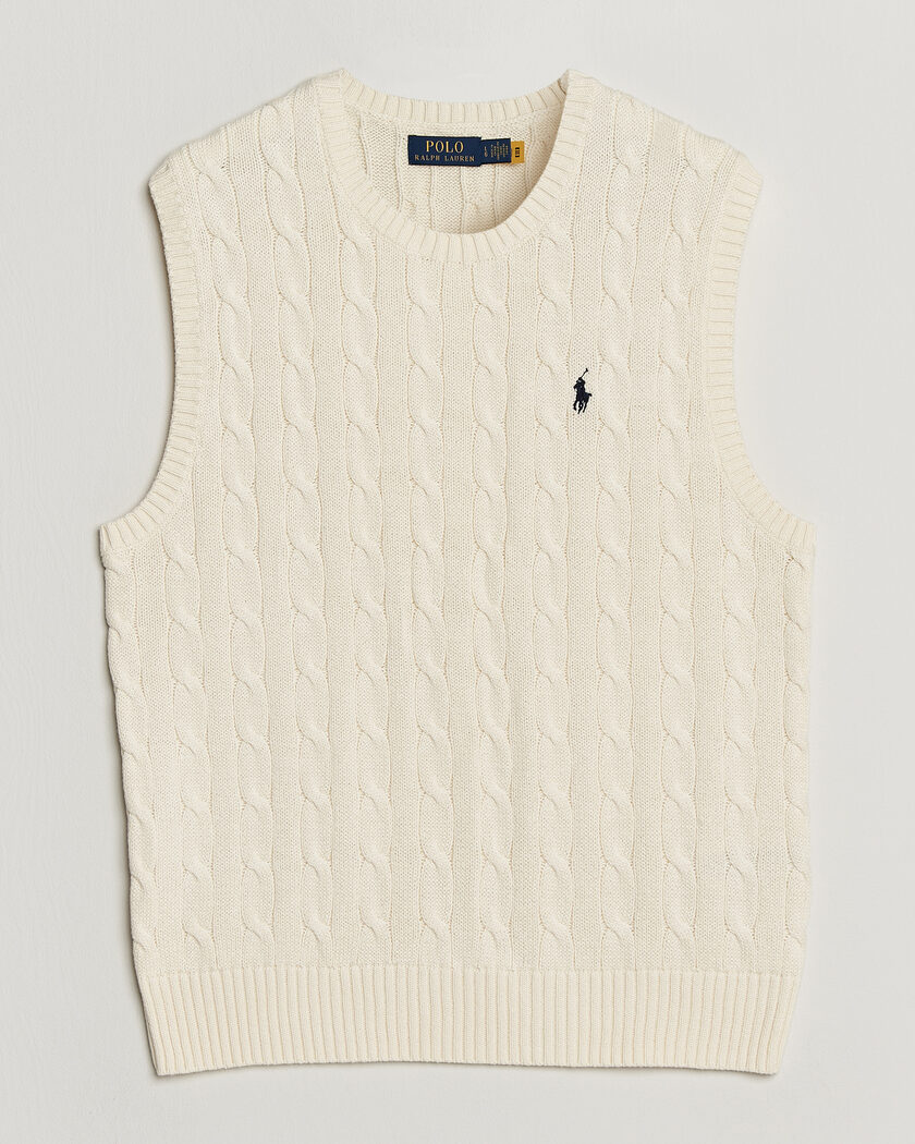 Polo Ralph Lauren Cotton Cable Vest Andover Cream – Weiß