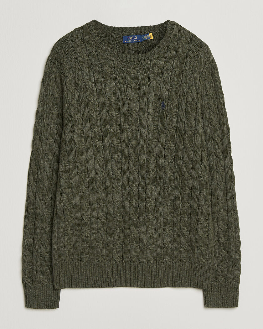 Polo Ralph Lauren Cotton Cable Pullover Olive Shrub Heather – Grün