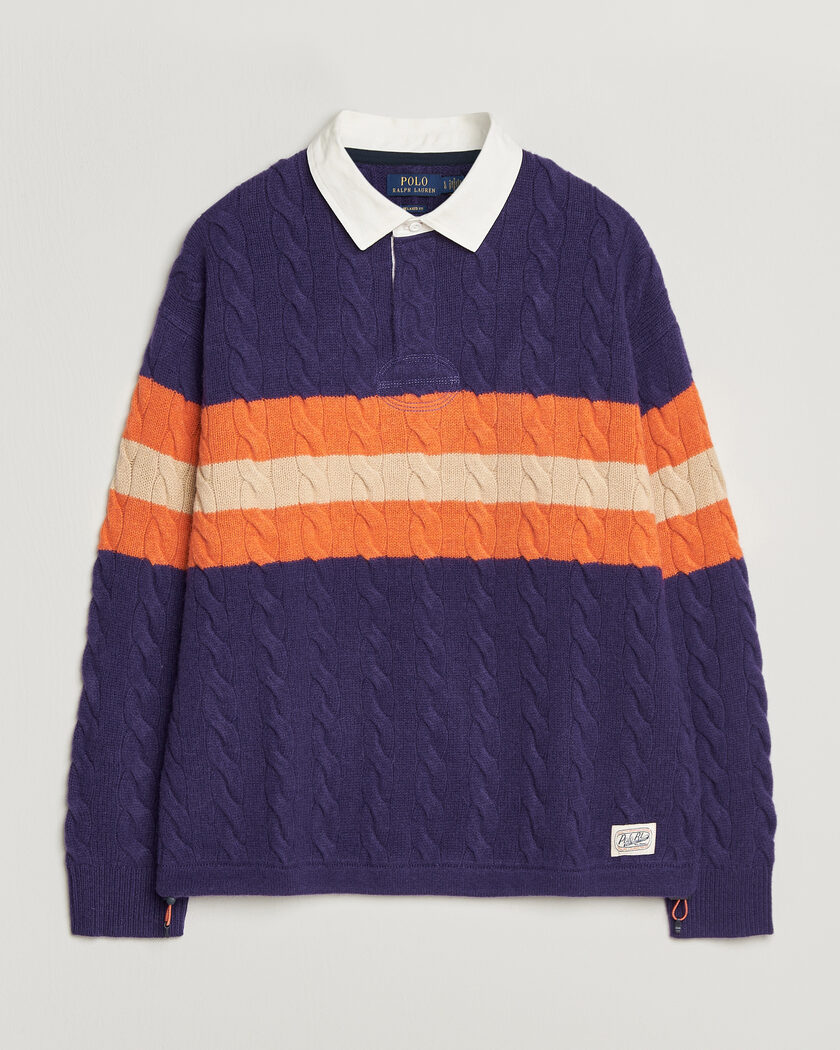 Polo Ralph Lauren Wool Blend Cable Knitted Polo Purple Combo – Lila
