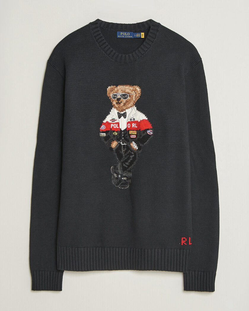 Polo Ralph Lauren Cotton Blend Bear Sweater Polo Black – Schwarz