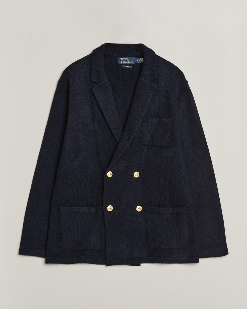 Polo Ralph Lauren Double Breasted Cashmere Cardigan Aviator Navy – Blau