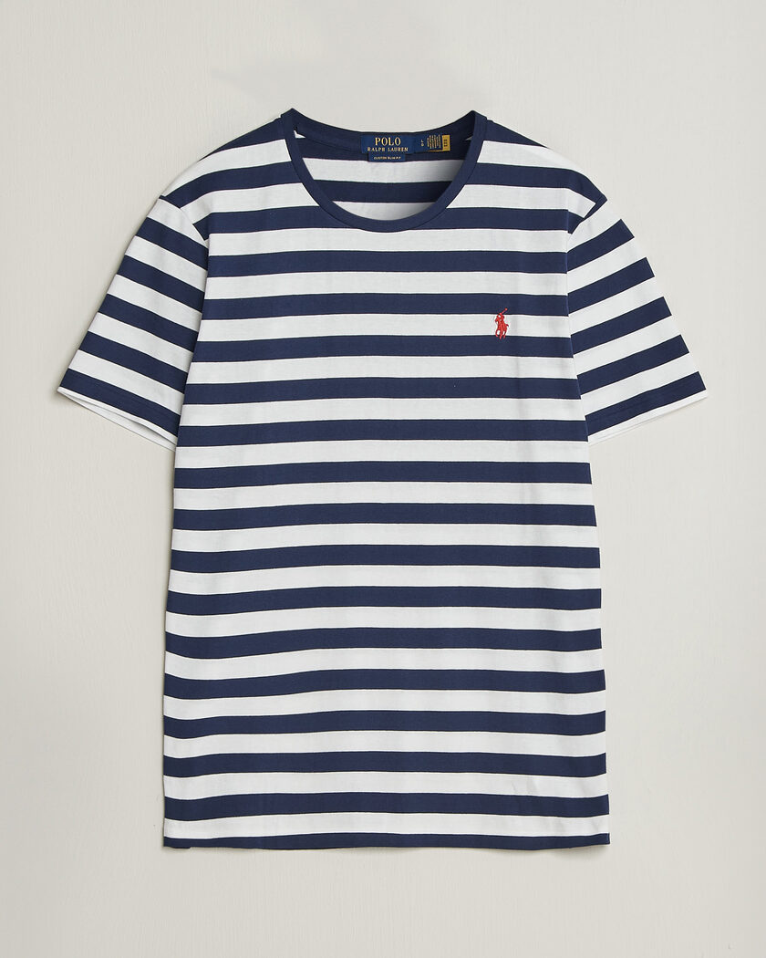 Polo Ralph Lauren Custom Slim Fit Striped T-Shirt Newport Navy – Blau