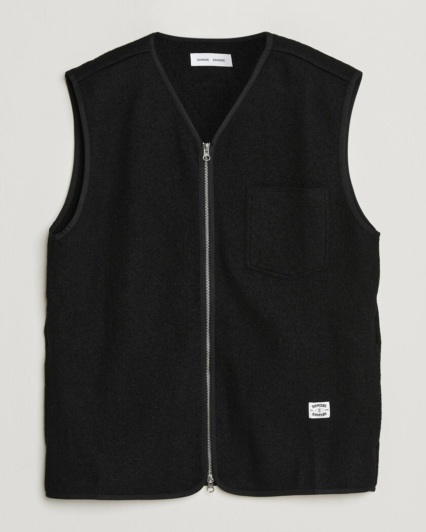  Samsøe Samsøe Hannes Boiled Wool Vest Black – Schwarz