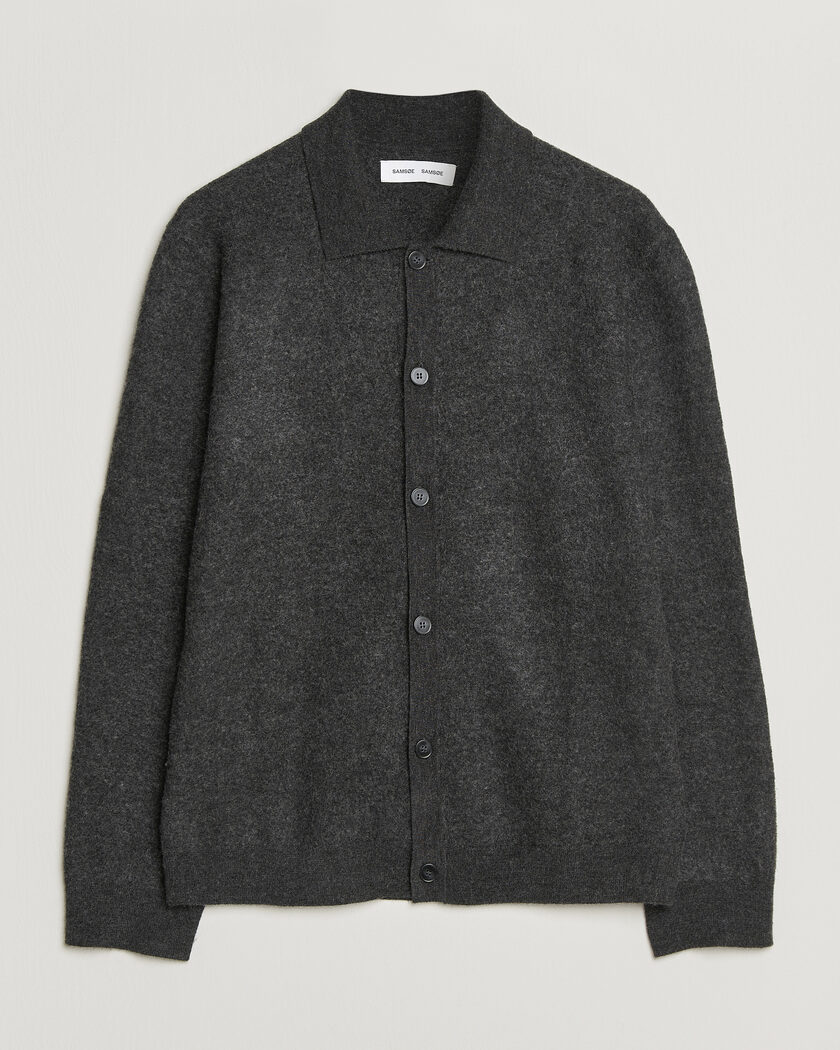 Samsøe Samsøe Richard Wool Knitted Cardigan Dark Grey Melange – Grau
