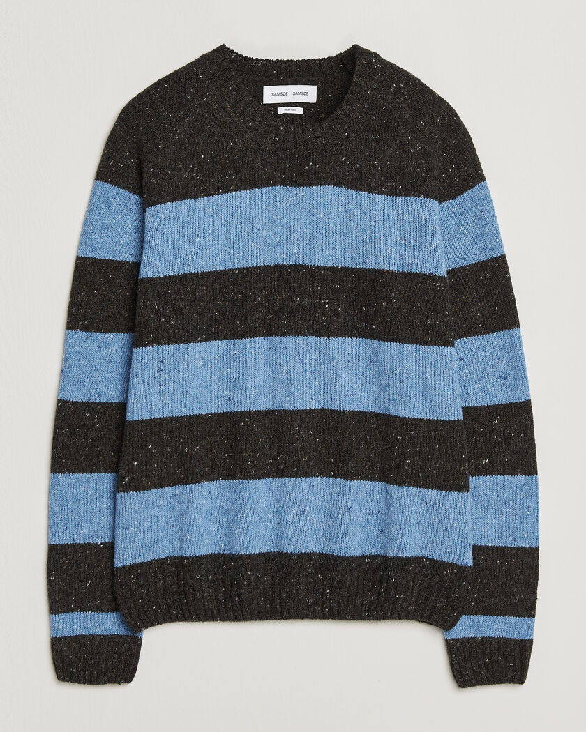 Samsøe Samsøe Nate Donegal Wool Knitted Striped Sweater Brown/Blue – Mehrfarbig