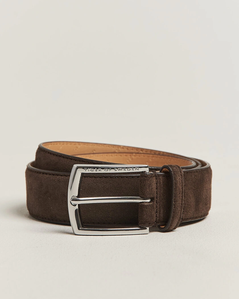 Tiger of Sweden Bergstroms Suede Belt Dark Brown – Braun
