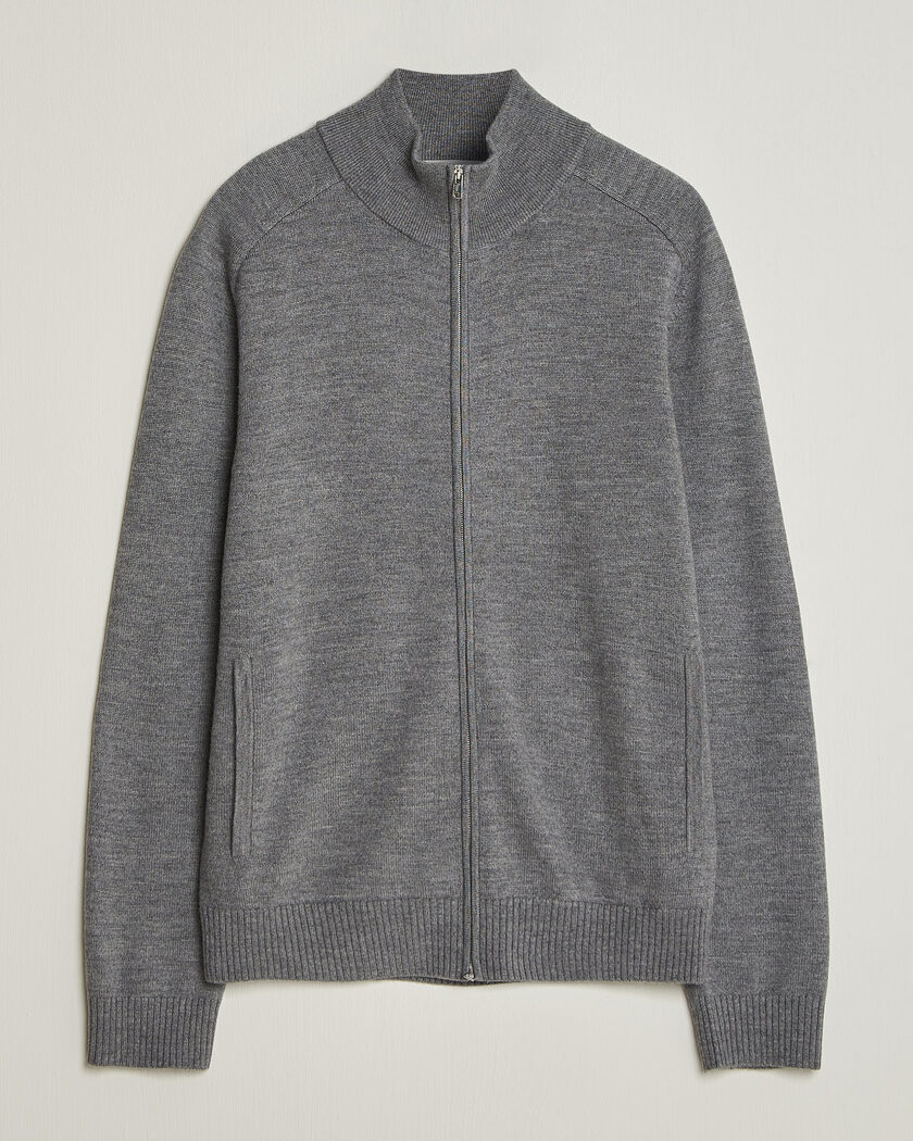 Tiger of Sweden Cassian Wool Full Zip Concrete Melange – Grau