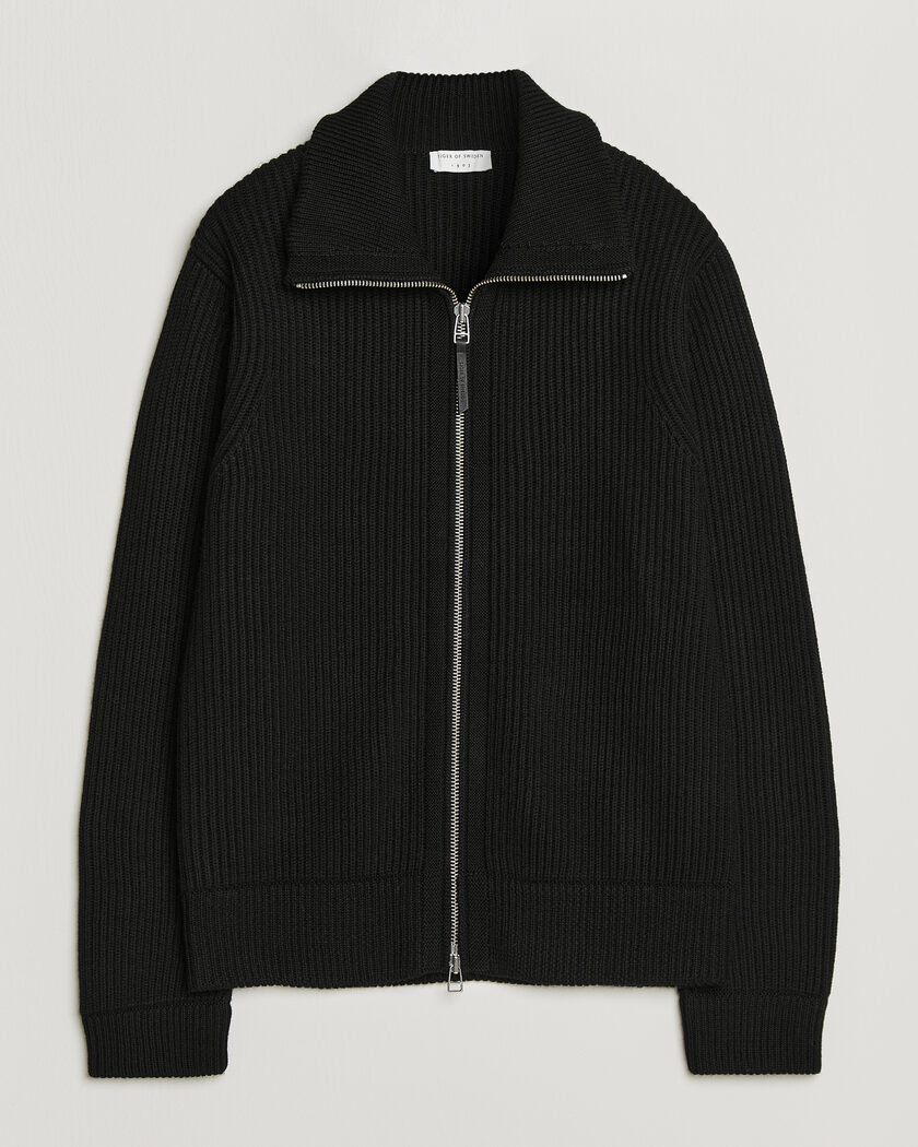 Tiger of Sweden Niall Wool Heavy Knitted Full Zip Black – Schwarz