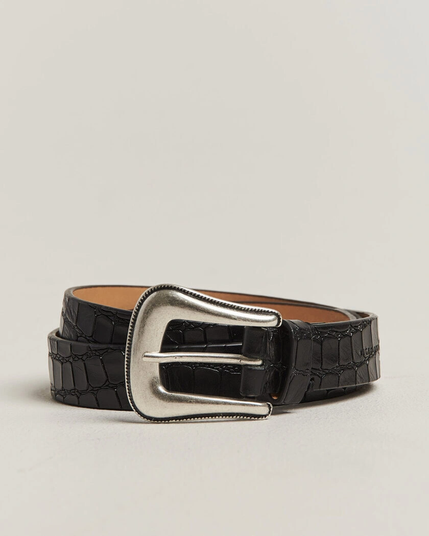 Tiger of Sweden Ecus Structured Leather Western Belt Black – Schwarz