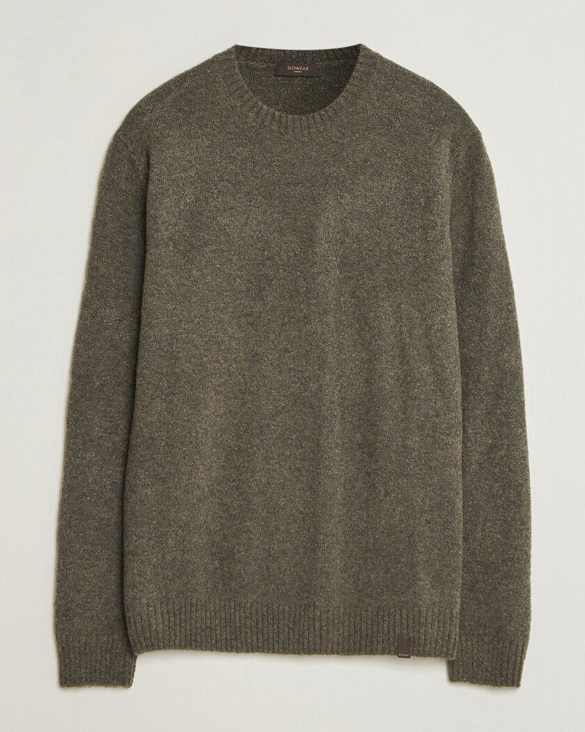 Zanone Wool Boucle Crew Neck Forest Green – Grün