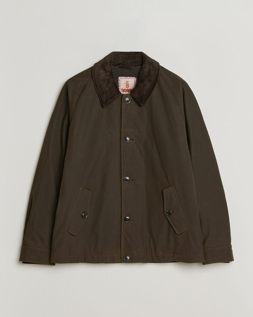 Baracuta Waxed Sherling Lined Deck Jacket Deep Moss – Grün