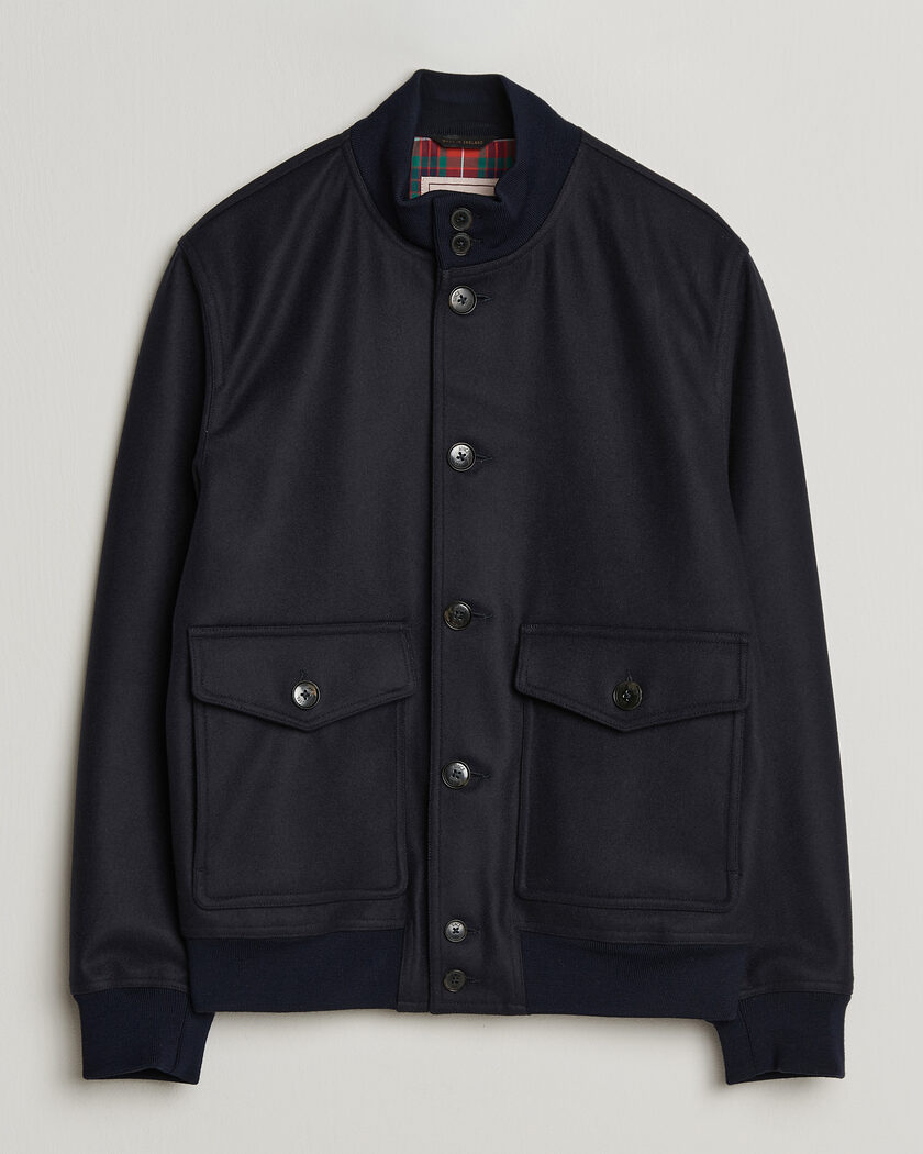 Baracuta Melton Wool Blouson Jacket Deep Blue – Blau