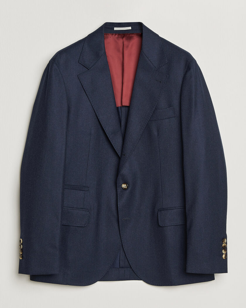 Brunello Cucinelli Wool Flannel Blazzer Navy – Blau