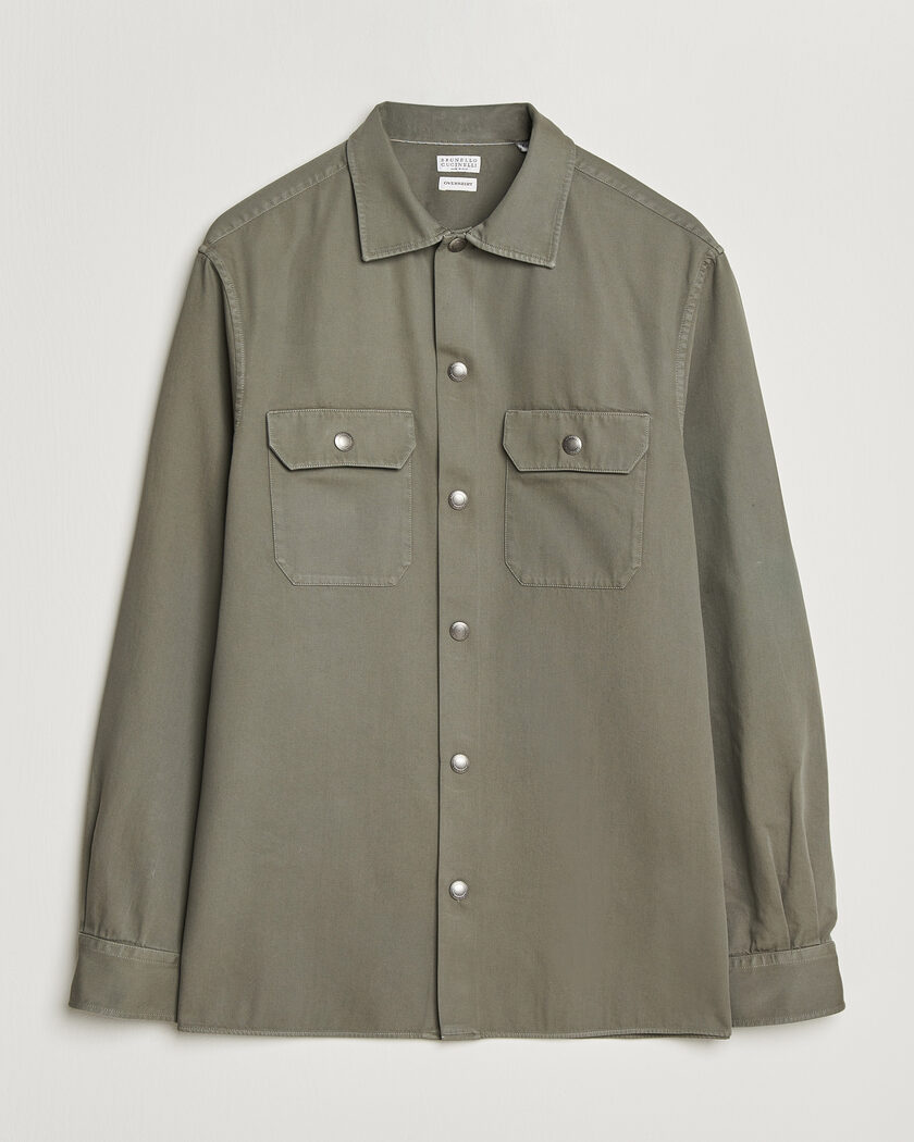 Brunello Cucinelli Twill Cotton Overshirt Olive – Grün