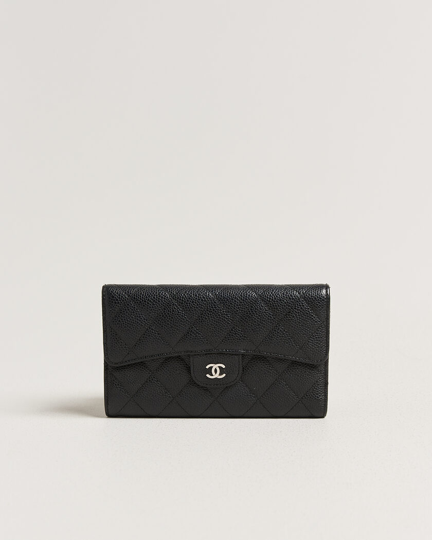 Chanel Pre-Owned Classic Trifold Flap Wallet Caviar Leather Black – Schwarz