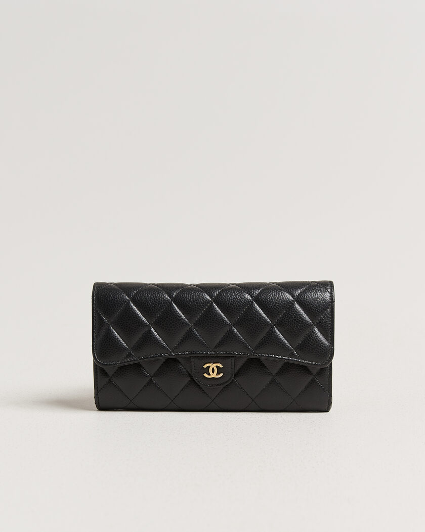 Chanel Pre-Owned Classic Long Flap Wallet Caviar Leather Black – Schwarz