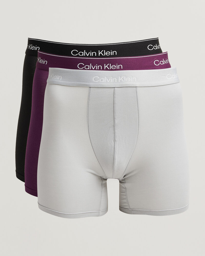 Calvin Klein 3-Pack Icon Cotton Stretch Boxer Brief Black/Grey/Purple – Mehrfarbig