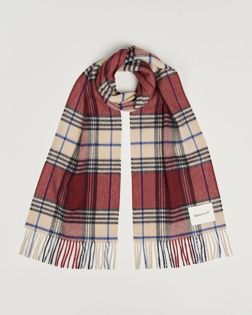 Gant Checked Wool Scarf Plumped Red – Mehrfarbig