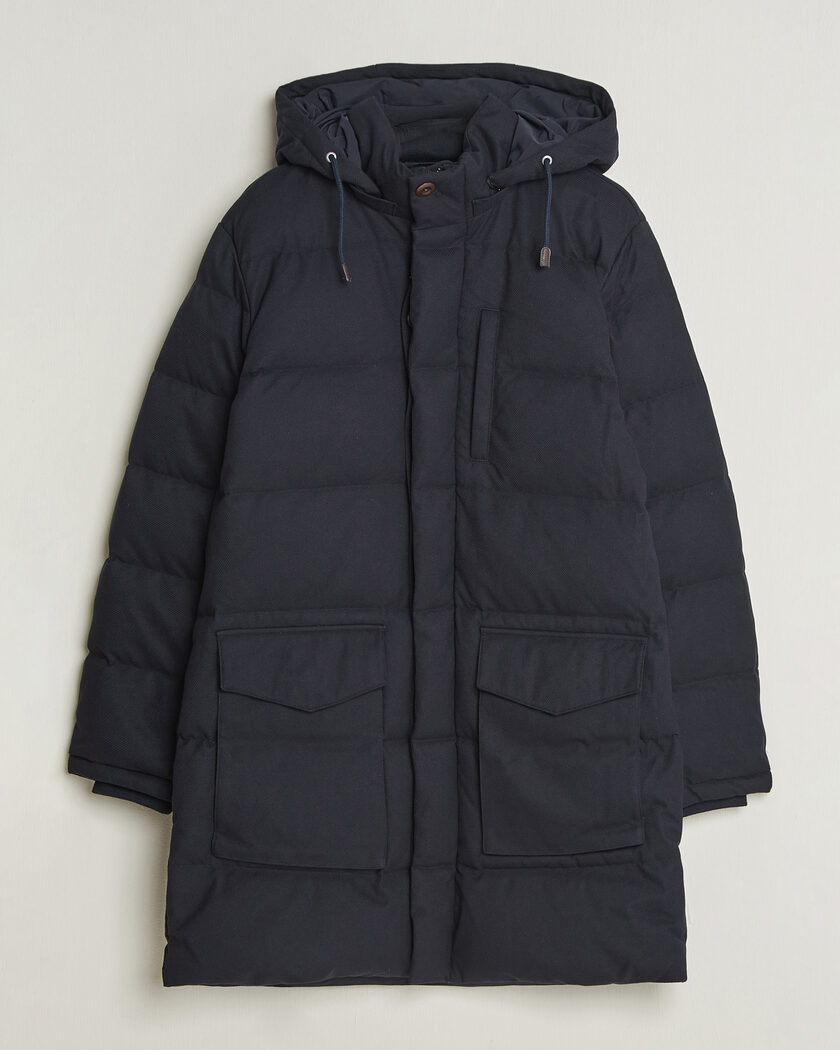 Gant Flannel Down Hooded Parka Evening Blue – Blau