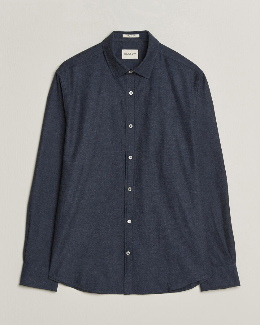 Gant Regular Fit Flannel Shirt Dark Navy Melange – Blau