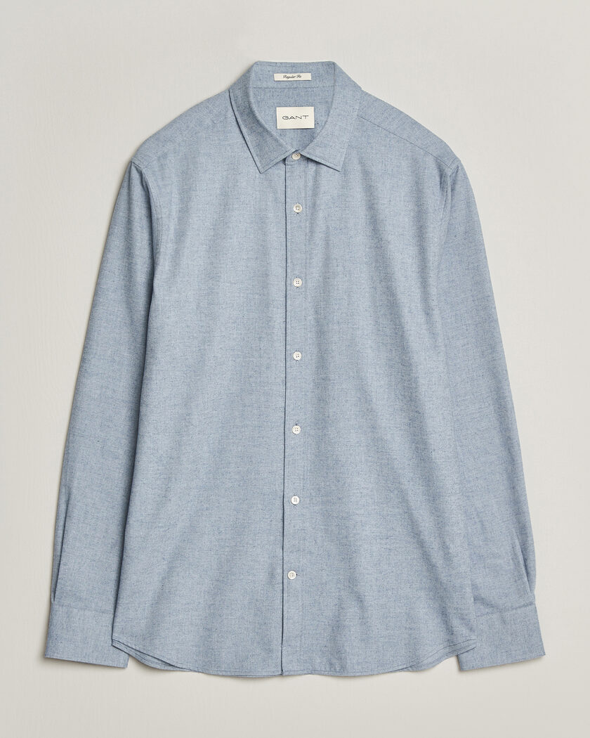 Gant Regular Fit Flannel Shirt Light Blue Melange – Blau