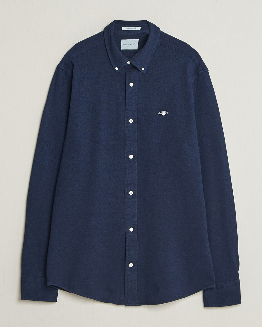 Gant Regular Fit Indigo Jersey Pique Shirt Dark Blue – Blau