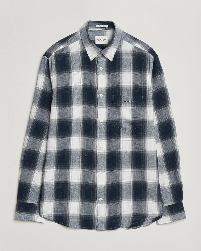 Gant Regular Fit Windblown Flannel Checked Shirt Evening Blue – Blau